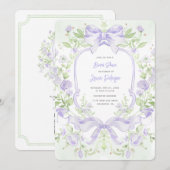Invitation Cimier doux avec Fête des mariées de vaches lavand (Devant / Derrière)