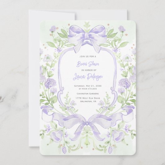 Invitation Cimier doux avec Fête des mariées de vaches lavand (Devant)