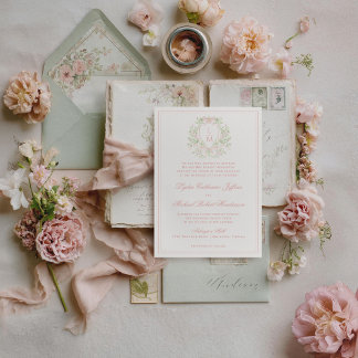 Invitation Cimier élégant avec nœud rose blush | Mariage mono