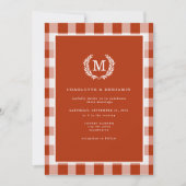 Invitation Cimier En vichy Monogramme rouge-orange (Devant)
