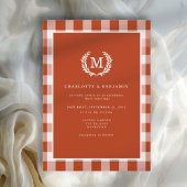 Invitation Cimier En vichy Monogramme rouge-orange