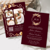 Invitation Cimier Fleur sauvage automne Code QR Mariage Bourg