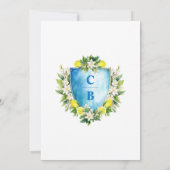 Invitation Cimier Floral Bleu Formel Monogramme Citrons Maria (Dos)