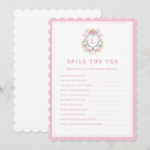 Invitation Cimier floral | Déverser le thé | Jeu de Fête des  (Devant / Derrière)