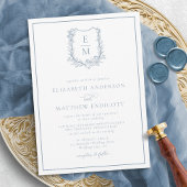 Invitation Cimier Floral Formel Monogram Dusty Blue Mariage