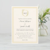 Invitation Cimier Floral mariage avec Monogramme et Photo (Debout devant)