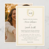 Invitation Cimier Floral mariage avec Monogramme et Photo (Devant / Derrière)