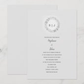 Invitation Cimier floral noir blanc gris Mariage (Devant / Derrière)