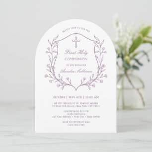 Invitation Cimier floral simple Première communion sainte