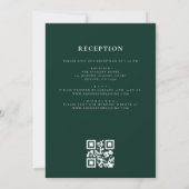 Invitation Cimier floral vert foncé Monogramme Mariage QR Cod (Dos)