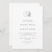 Invitation Cimier Formel Blanc Noir Élégant Mariage (Devant / Derrière)