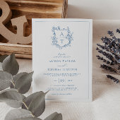 Invitation Cimier Formel Vibrant Mariage de Monogramme Bleu