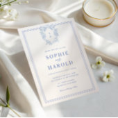 Invitation Cimier Monogramme Bleu Français Tout en un Mariage