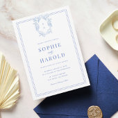 Invitation Cimier Monogramme Bleu Français Tout en un Mariage