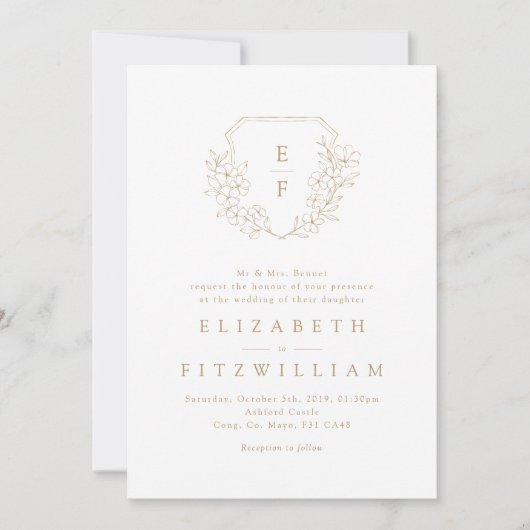 Invitation Cimier monogramme en fleurs de cerisier simples d' (Devant)