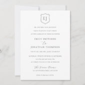 Invitation Cimier Monogramme Initiales Texte gris Mariage off (Devant)