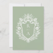 Invitation Cimier Monogramme Mariage Élégant Vert Sauge (Dos)