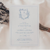 Invitation Cimier officiel Dusty Blue Monogram Mariage