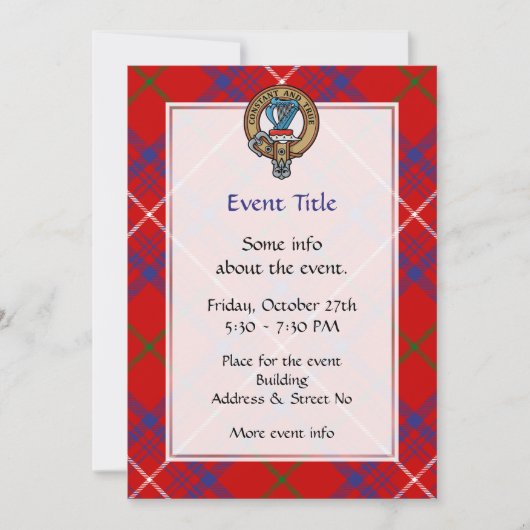 Invitation Cimier Rose de clan sur Tartan (Devant)