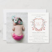 Invitation Cimier rose Fleur sauvage Photo Première communion (Devant)