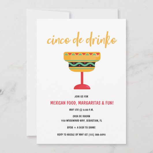 Invitation Cinco de Drinko Funny Cinco de Mayo (Devant)