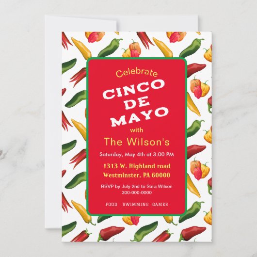 Invitation Cinco de May chiliers (Devant)