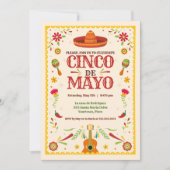 Invitation Cinco de Mayo cadre soirée d'anniversaire mexicain (Devant)