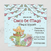 Invitation Cinco de Mayo chantant Cactus et Pepper Mariachis (Devant / Derrière)