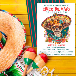 Invitation Cinco de Mayo Chihuahua portant Sombrero & Serape