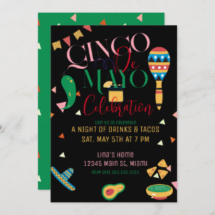 Invitation Cinco De Mayo Fête Taco Fête Colorée B