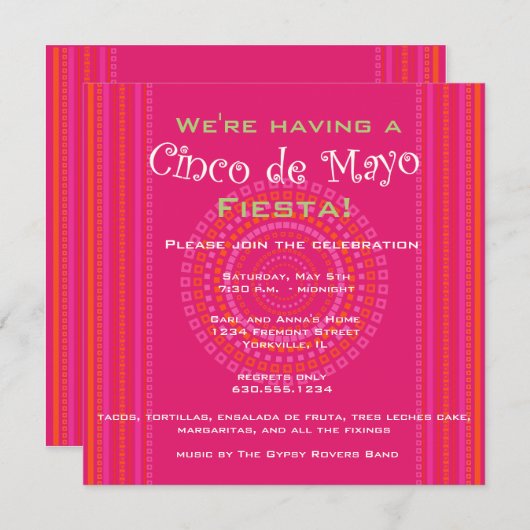Invitation Cinco de Mayo/Fiesta (Devant / Derrière)