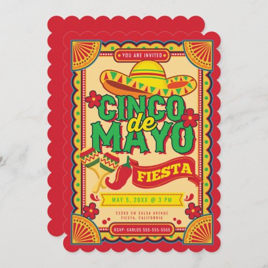 Invitation Cinco de Mayo Fiesta (Devant / Derrière)