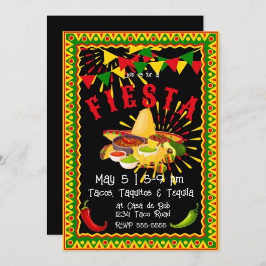 Invitation Cinco de Mayo Fiesta Salsa (Devant / Derrière)