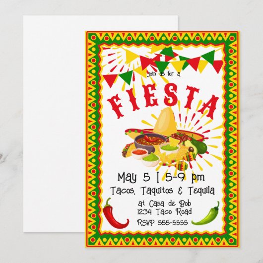 Invitation Cinco de Mayo Fiesta Salsa (Devant / Derrière)
