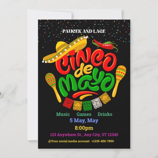 Invitation Cinco De Mayo Funny Party Mexicaine Fiesta (Devant)