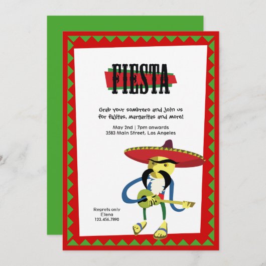 Invitation Cinco de Mayo Mariachi Fiesta (Devant / Derrière)