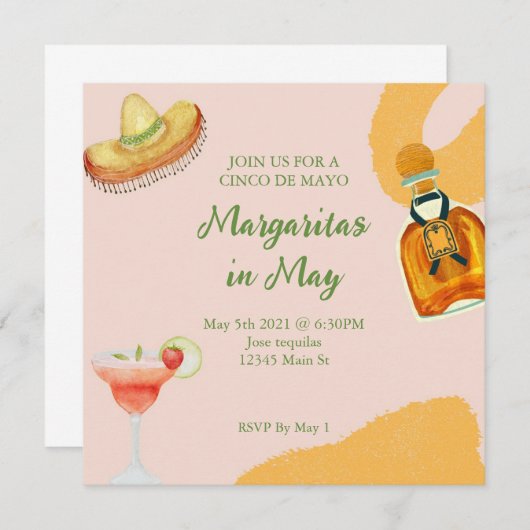Invitation cinco de mayo party (Devant / Derrière)
