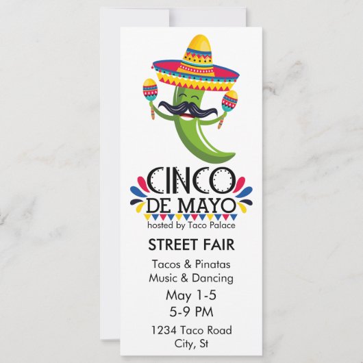 Invitation Cinco de Mayo Pepper Sombrero (Devant)
