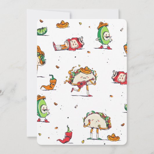 Invitation cinco de mayo tacos kawaii mexique (Devant)