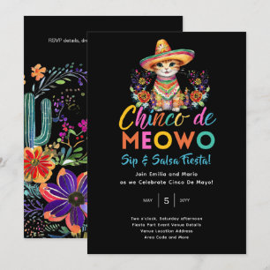 Invitation Cinco De Meowo Fun Chat Fête Heure
