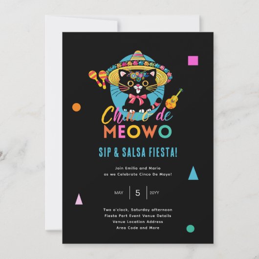 Invitation Cinco De Meowo Fun Fiesta Cat Mayo (Devant)