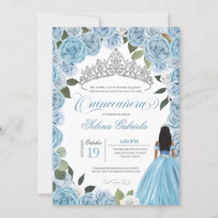 Invitation Cinderella Ball Blue Roses Princesse V2 Quinceaner