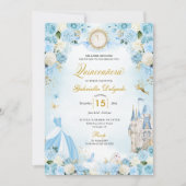Invitation Cinderella Blue Fairytale Princess Quinceanera (Devant)