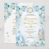 Invitation Cinderella Blue Fairytale Princess Quinceanera (Devant / Derrière)