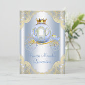 Invitation Cinderella Blue Gold Princesse Quinceanera (Debout devant)