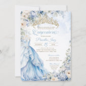 Invitation Cinderella Blue Princess Fairytale Quinceañera (Devant)