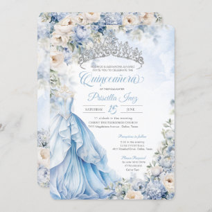 Invitation Cinderella Blue Princess Fairytale Quinceañera