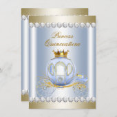 Invitation Cinderella Blue Princesse Quinceanera (Devant / Derrière)