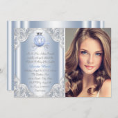 Invitation Cinderella Blue Princesse Quinceanera (Devant / Derrière)