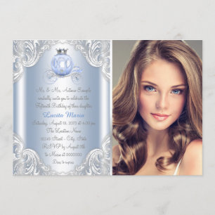 Invitation Cinderella Blue Princesse Quinceanera